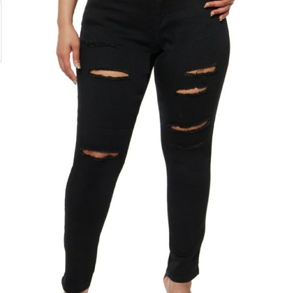 Black Distressed Pants